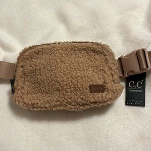 C.C Sherpa Fanny Pack Crossbody Belt bag With Adjustable Strap (Camel color)